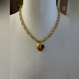 Vintage Heart Necklace Gold tone Stainless Steel , 16in